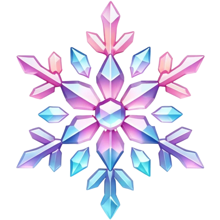 Gradient iridescent Pastel Pink crystal gemstone snowflake  emoji