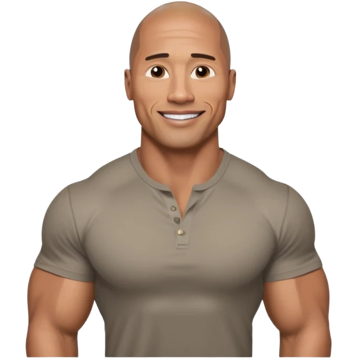 Draw Dwayne Johnson in a fitted shirt, muscular build & confident smile emoji