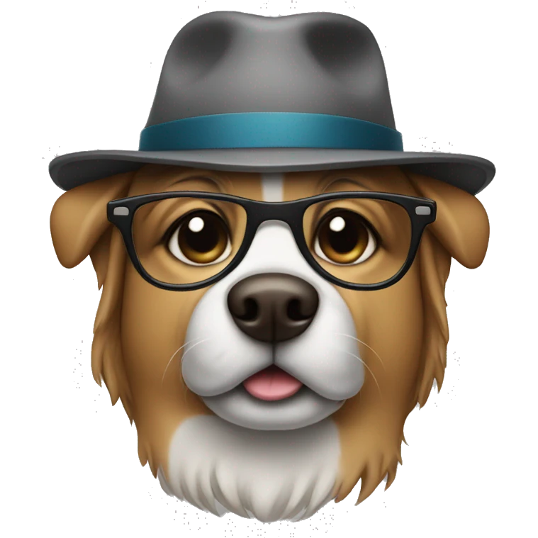 Dog with hat and glasses emoji