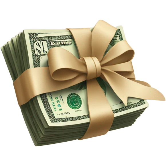 a bundle of money tied with a beige bow emoji