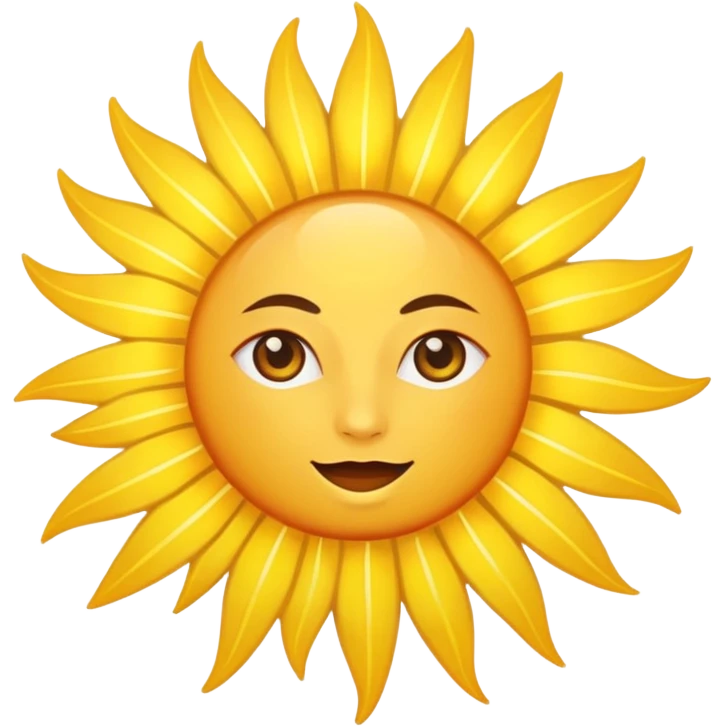 A large, bright sun, with an intense yellow center and golden rays surrounding it, illuminated and vibrant. Take your eyes and mouth away.Faceless  emoji