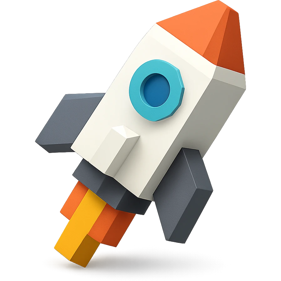 rocket, minimalist geometric style, 3D blocks icon emoji