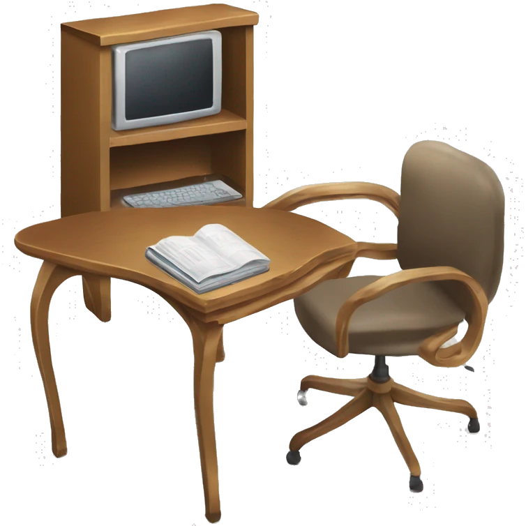 french laptop table book chair celling an computer wow emoji