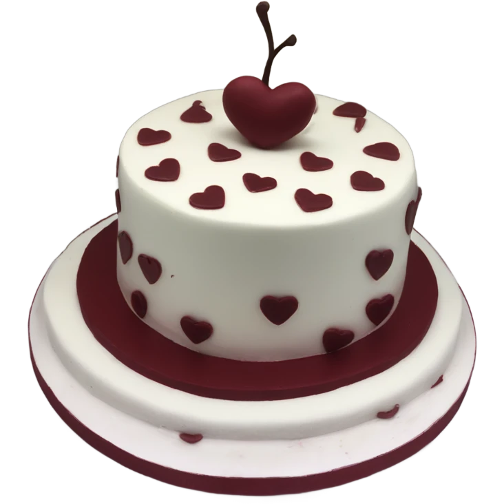 Cherry vintage trendy burgundy and white heart cake 1 layer  emoji