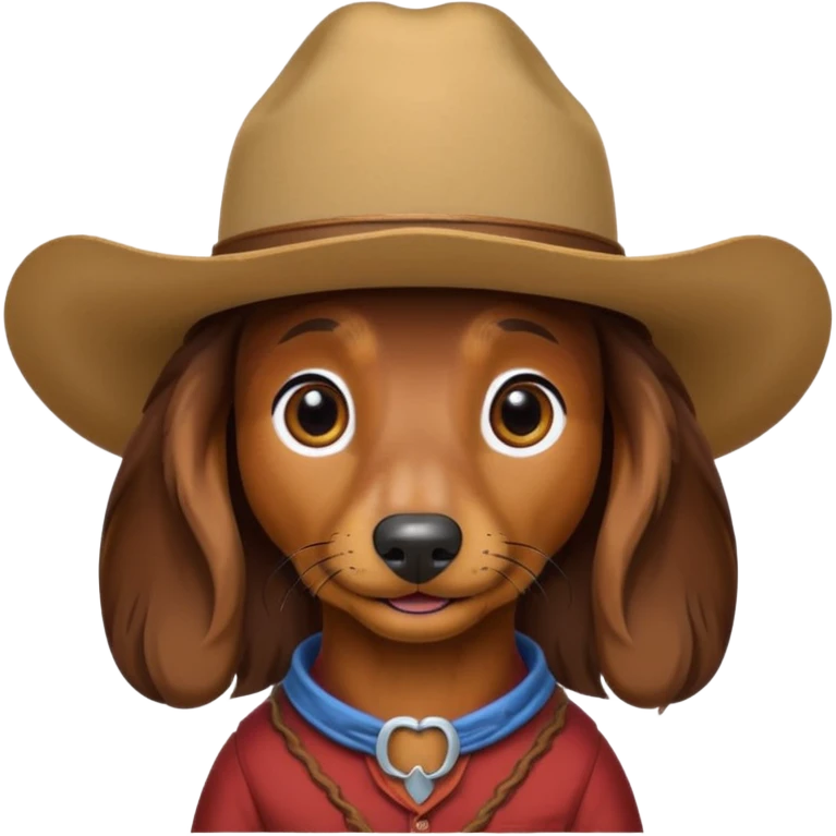 long hair daschund with a cowboy hat emoji