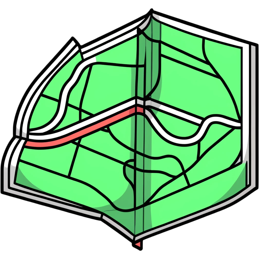 Folded map icon with subtle relationship paths drawn across it, symbolizing personal exploration of love and attraction patterns emoji