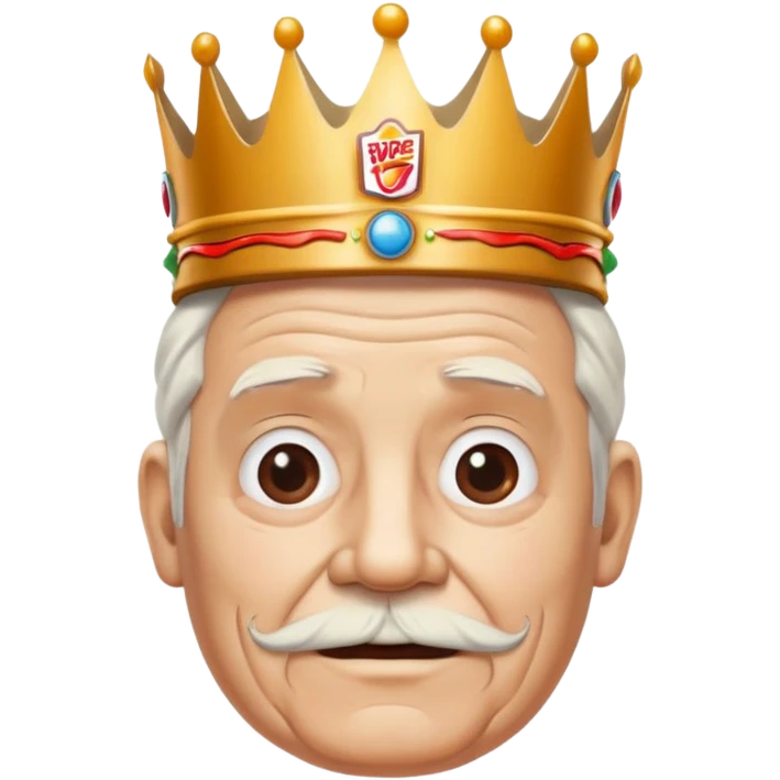 White old man with a Burger King crown on  emoji