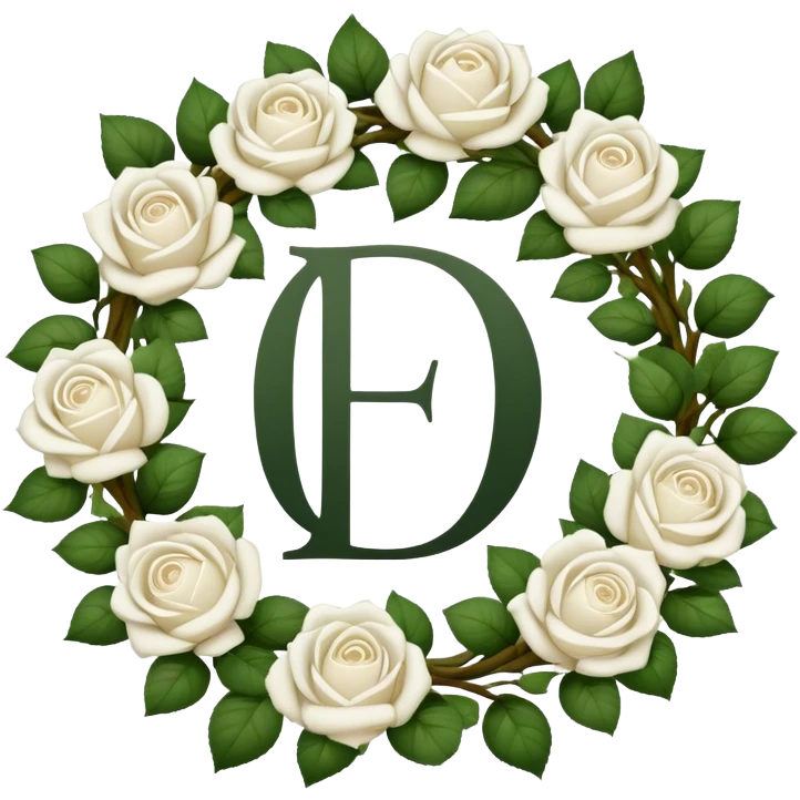 I love you initials A D in a wreath of white roses emoji
