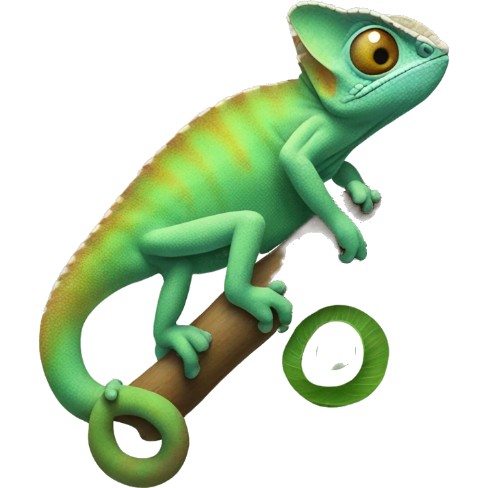 chameleon standing on tree branch emoji