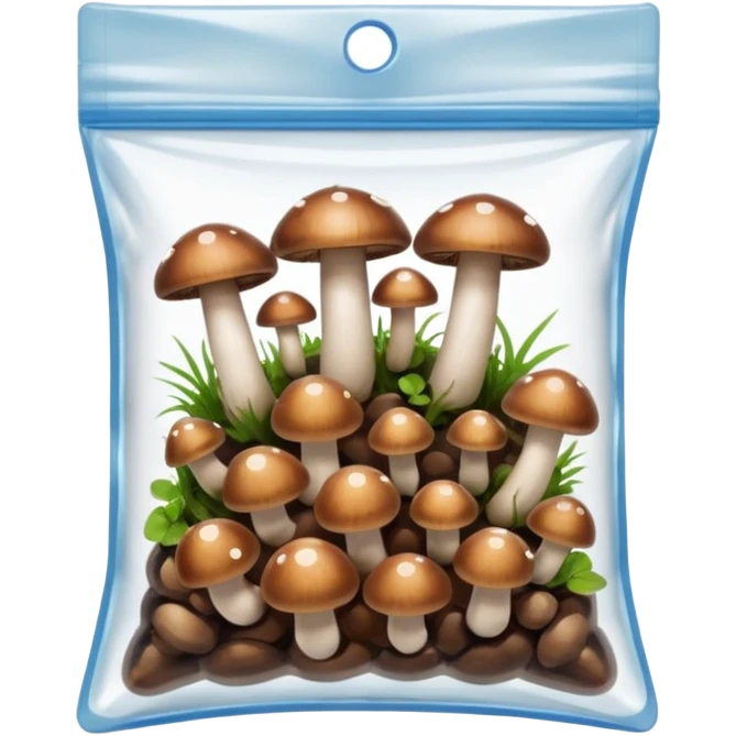 Mini mushrooms in a ziploc bag emoji