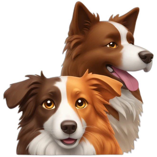 brown border collie dog and fluffy orange cat emoji