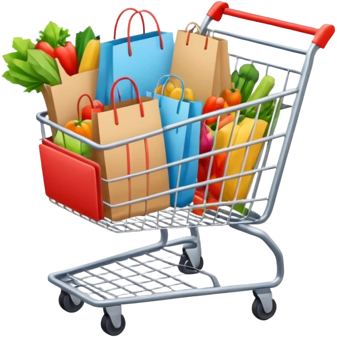 einkaufstüten im einkaufswagen emoji