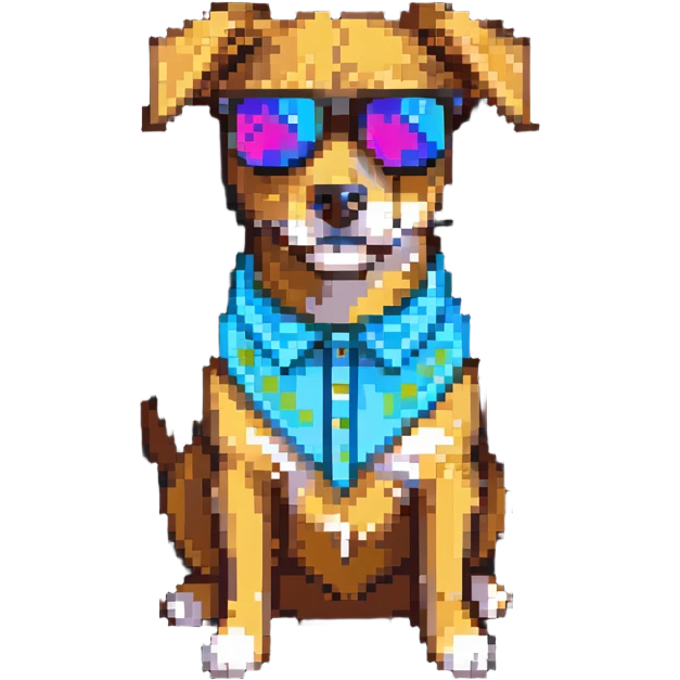 playful dog wearing sunglasses emoji