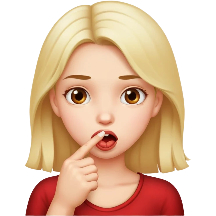 girl biting her finger curiously emoji
