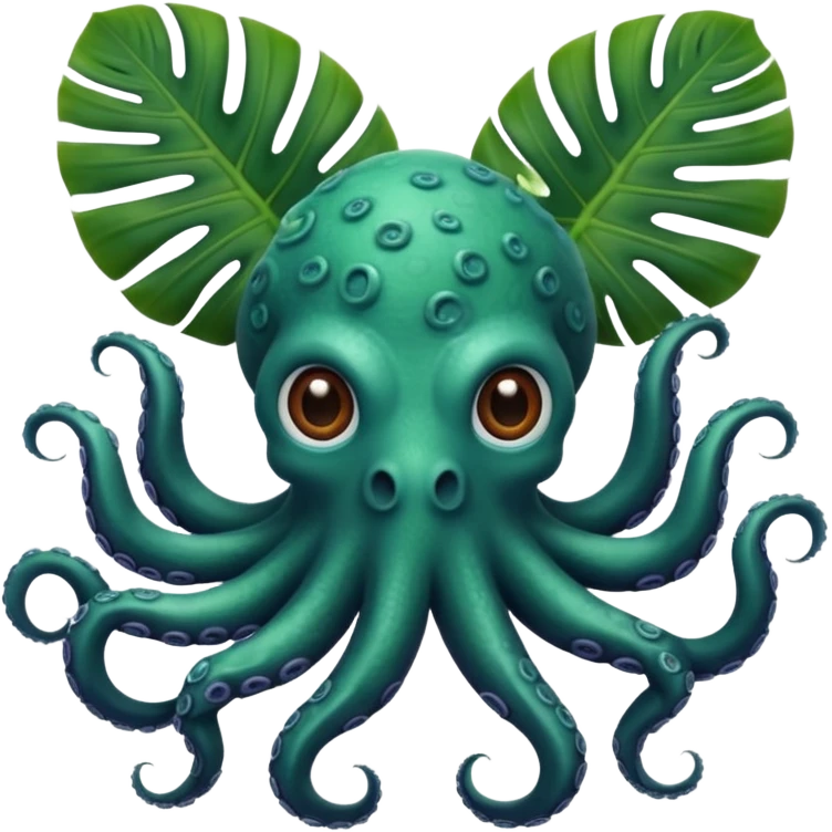 Octopus with monstera plants  emoji