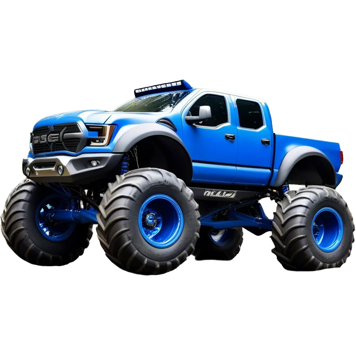 Bigfoot - Bigfoot 4x4 (Model Year: 2022) (Iconic colour: Blue) - An oversized, rugged monster truck with bold, aggressive lines painted in a striking blue. Focus on massive, rugged tires and a muscular chassis that exudes raw power and an urban legend feel. emoji