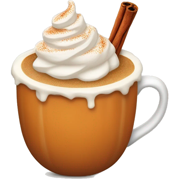 Pumpkin Spice Latte: A warm cup with whipped cream, a sprinkle of cinnamon, and a cinnamon stick on top. emoji