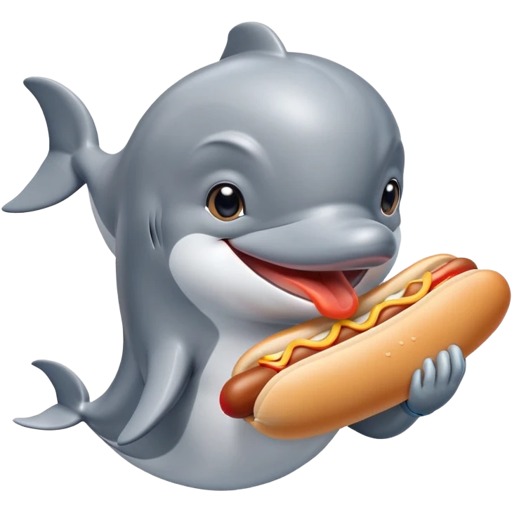 Dolphins eating hot dogs Japanese emoji