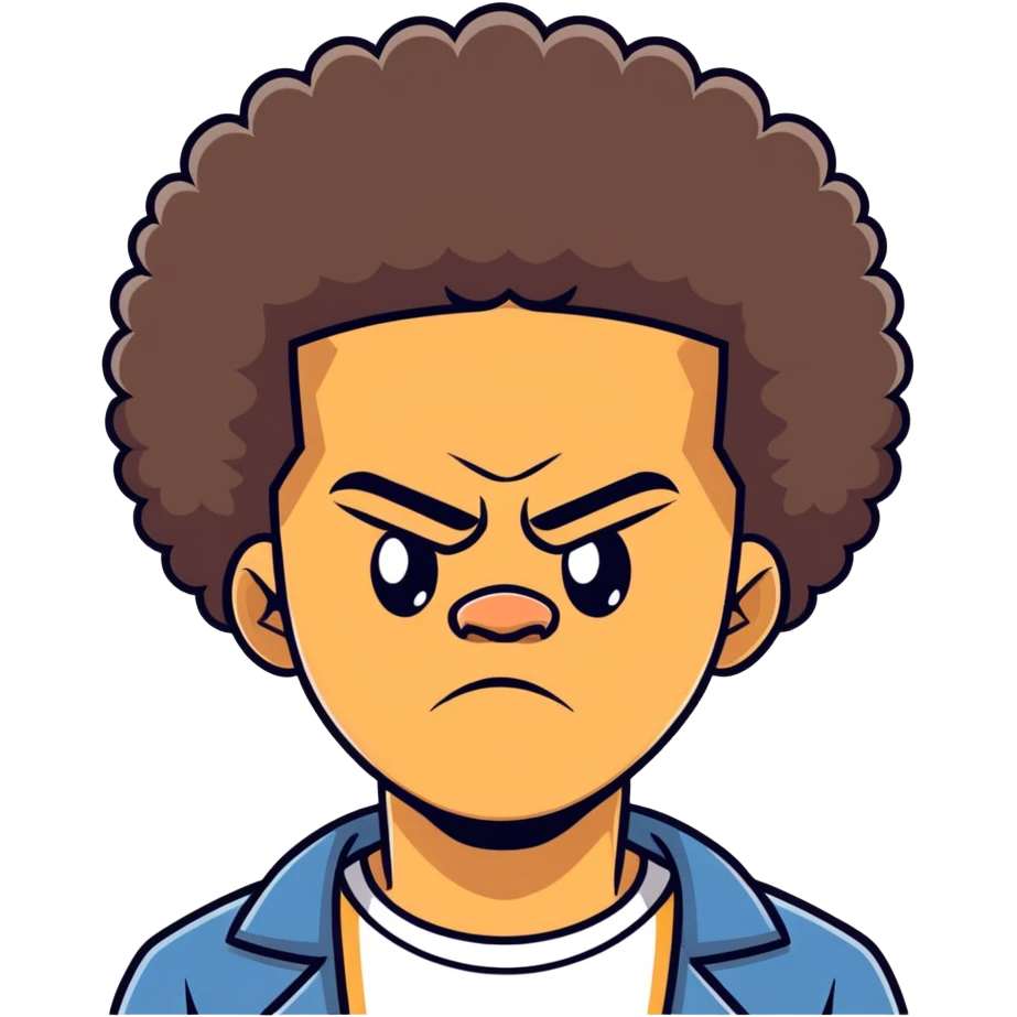 Light skin Afro grumpy man emoji