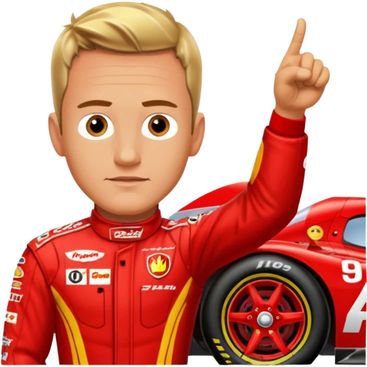 Ralf Schumacher pointing at Lightning McQueen emoji