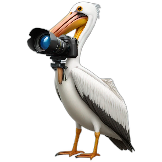 Pelican with a camera emoji