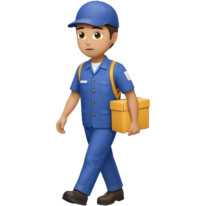 emoji of delivery man is going somewhere to the right , he is sad, he is dressed in work uniform emoji