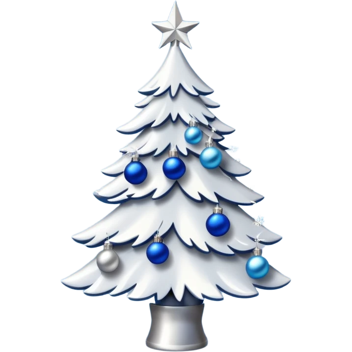 White christmas tree withe blue and silver decoration emoji