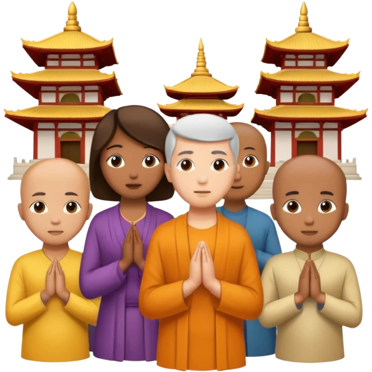 people praying in a Buddhist temple emoji