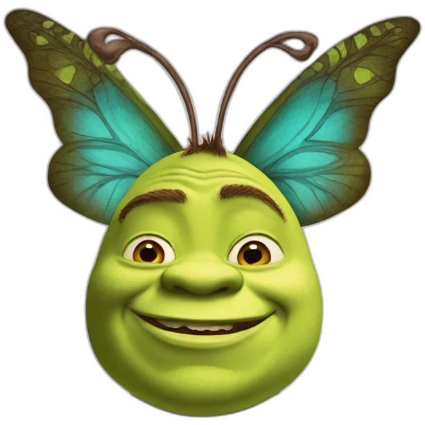 Shrek on a butter fly emoji