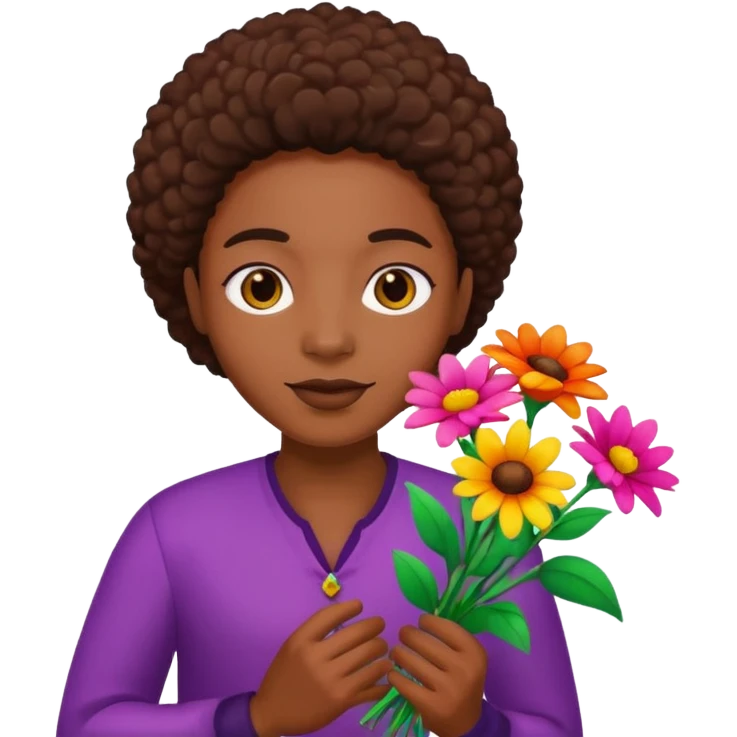 blACK holding flowers emoji