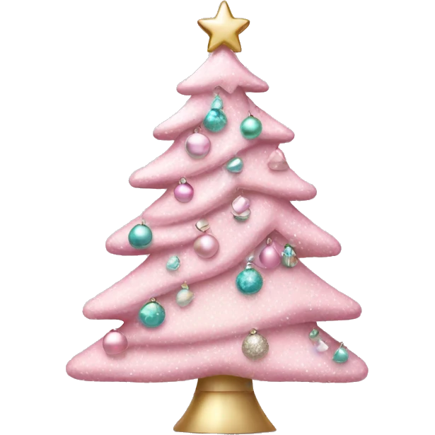 Pastel pink decorated Christmas tree emoji