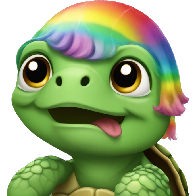 Turtle with rainbow hair emoji