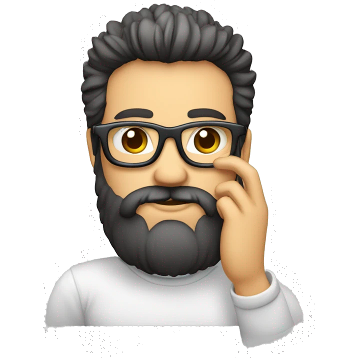 Adulto de poco pelo barba y gafas con un celular en la mano emoji