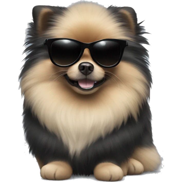 Black pomeranian with sunglasses emoji