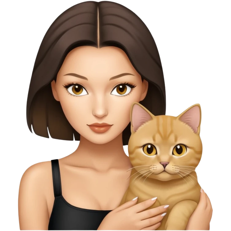 Bella Hadid with a Golden British Shorthair kitty emoji