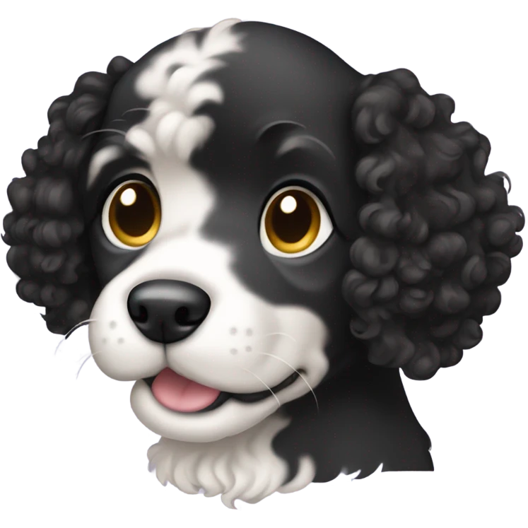 Black curly haired puppy with long floppy ears  emoji