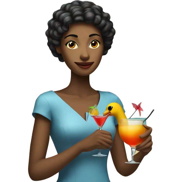 A girl with her cocktail bird emoji