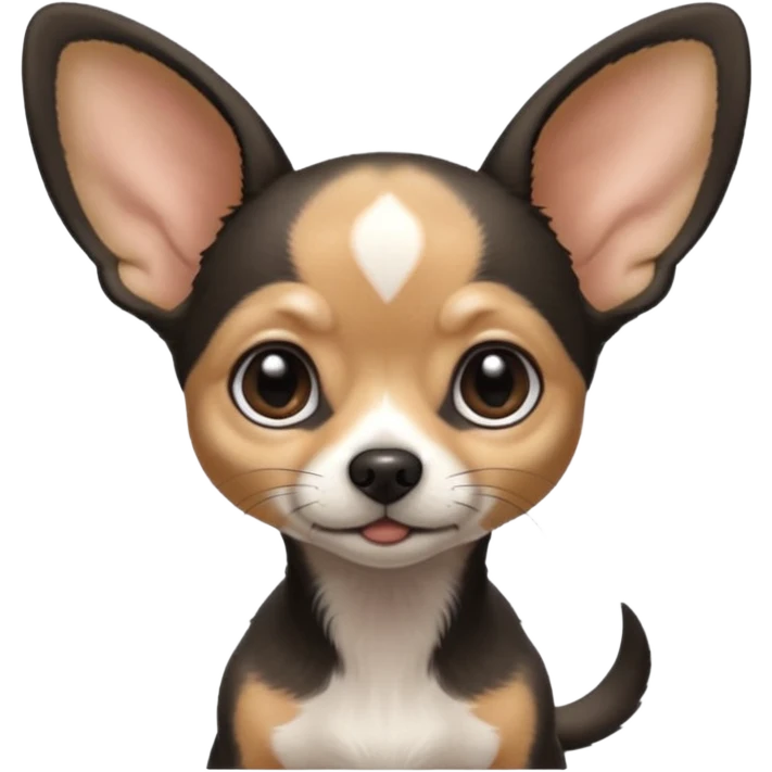 Full White and black Chihuahua - tiny, skinny and big ears emoji