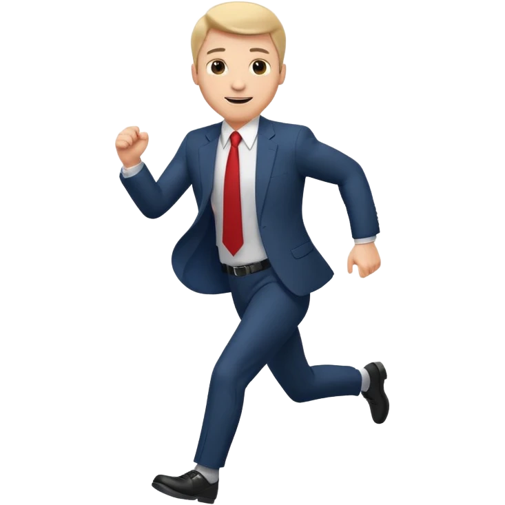 businessman picking running, face to camera emoji