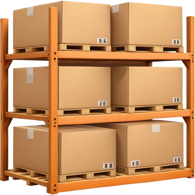 warehouse rack with pallets with paper box emoji