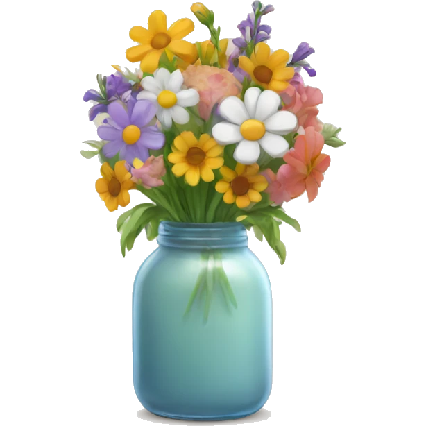 A jar vase filled with flowers. emoji