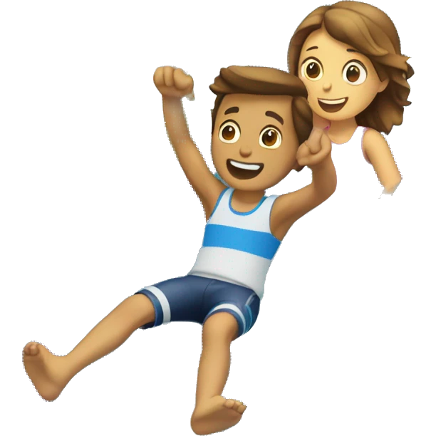 water slide with boy  and girl  emoji