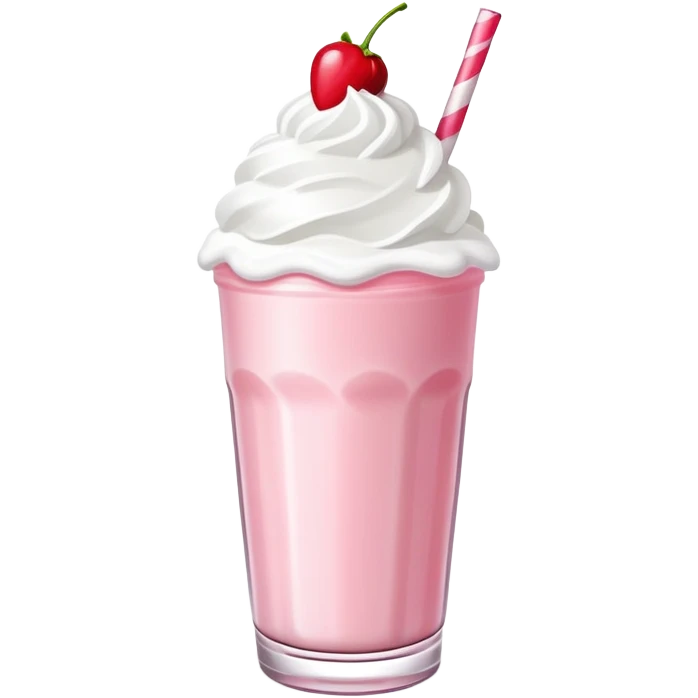 strawberry milkshake with whipped cream and cherry on top emoji