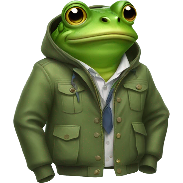 Frog in a jacket emoji