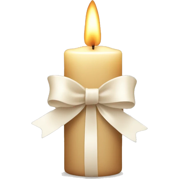 Beige candle with white bow  emoji