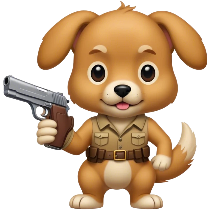 dog holding a firearm emoji
