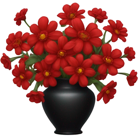Black vase with red flowers emoji