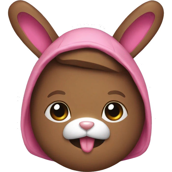 brown can IN a bunny HOOD with pink bow tie emoji