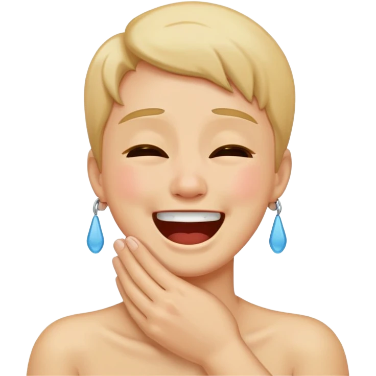 holding neck while laughing/crying emoji