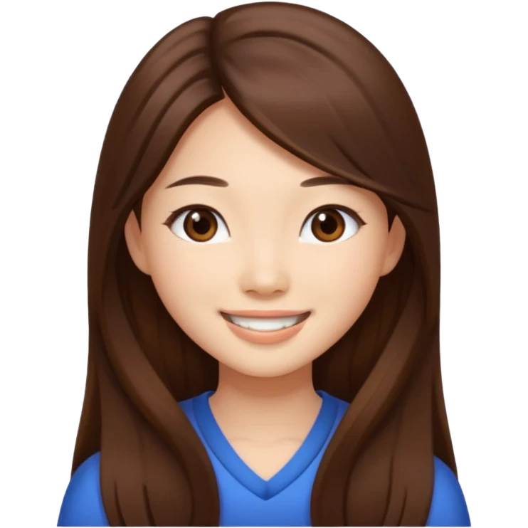 brown long hair, Asian girl, beauty emoji